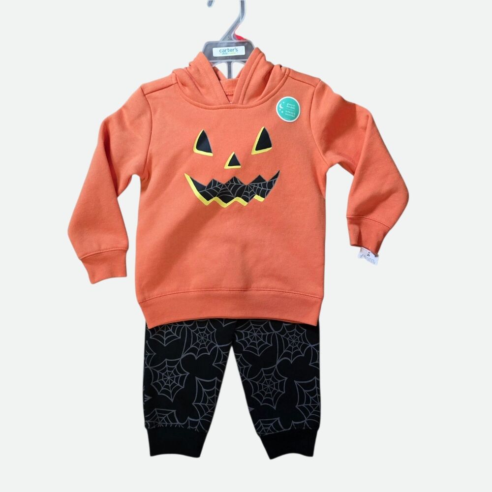 Carters Child of Mine 2T Halloween Outfit Set Glow in Dark Jack-O-Lantern Pants